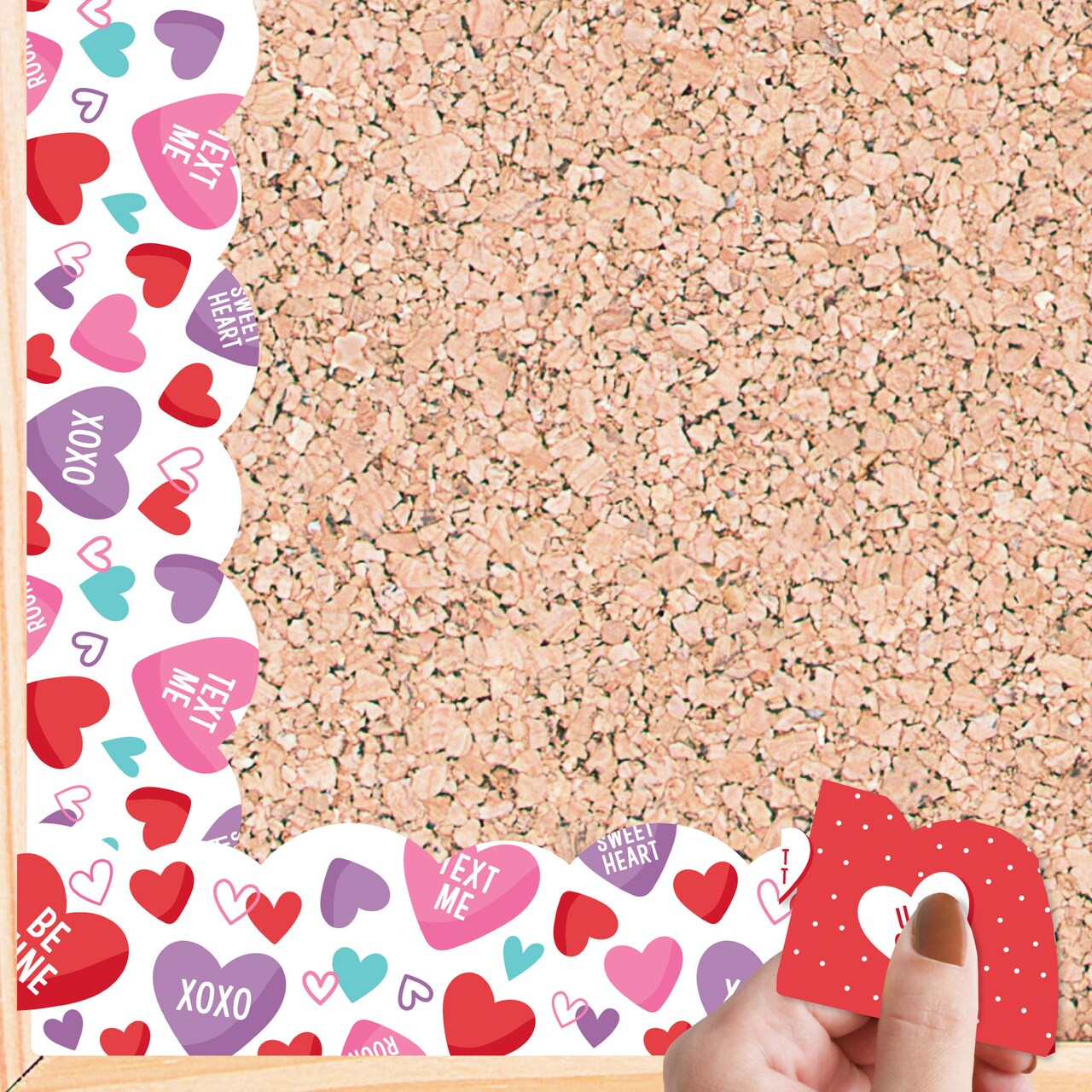 Big Dot of Happiness Colorful Valentine's Day - Scalloped Classroom Decor - Bulletin Board Borders - 51 Feet